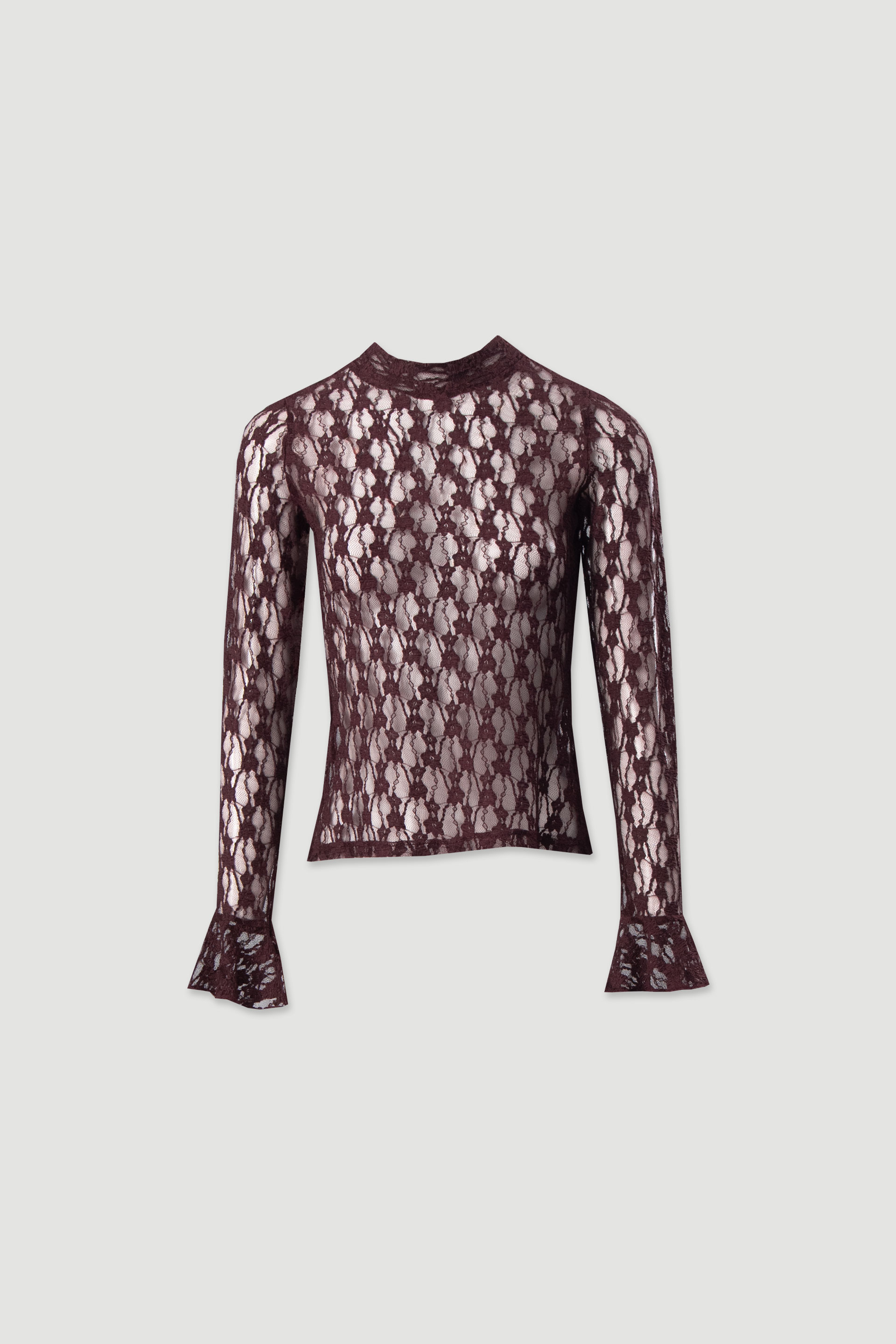 Blusa em renda com manga comprida