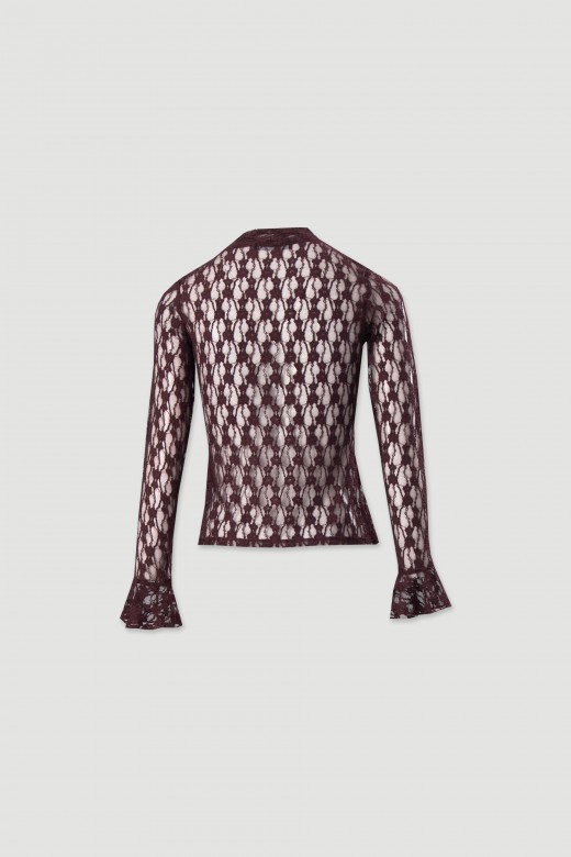 Blusa em renda com manga comprida Blusa em renda com manga comprida