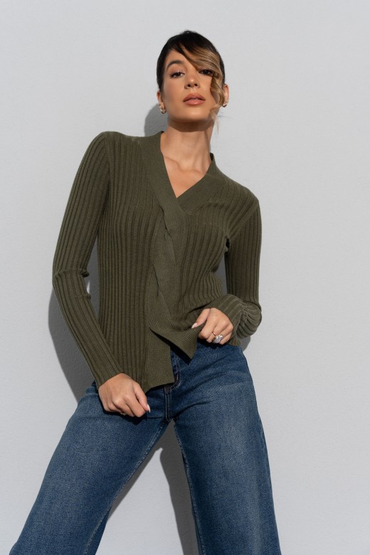Ribbed knit sweater with v-neck Ribbed knit sweater with v-neck