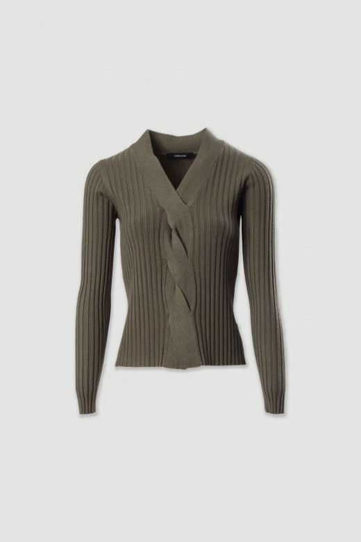 Ribbed knit sweater with v-neck Ribbed knit sweater with v-neck