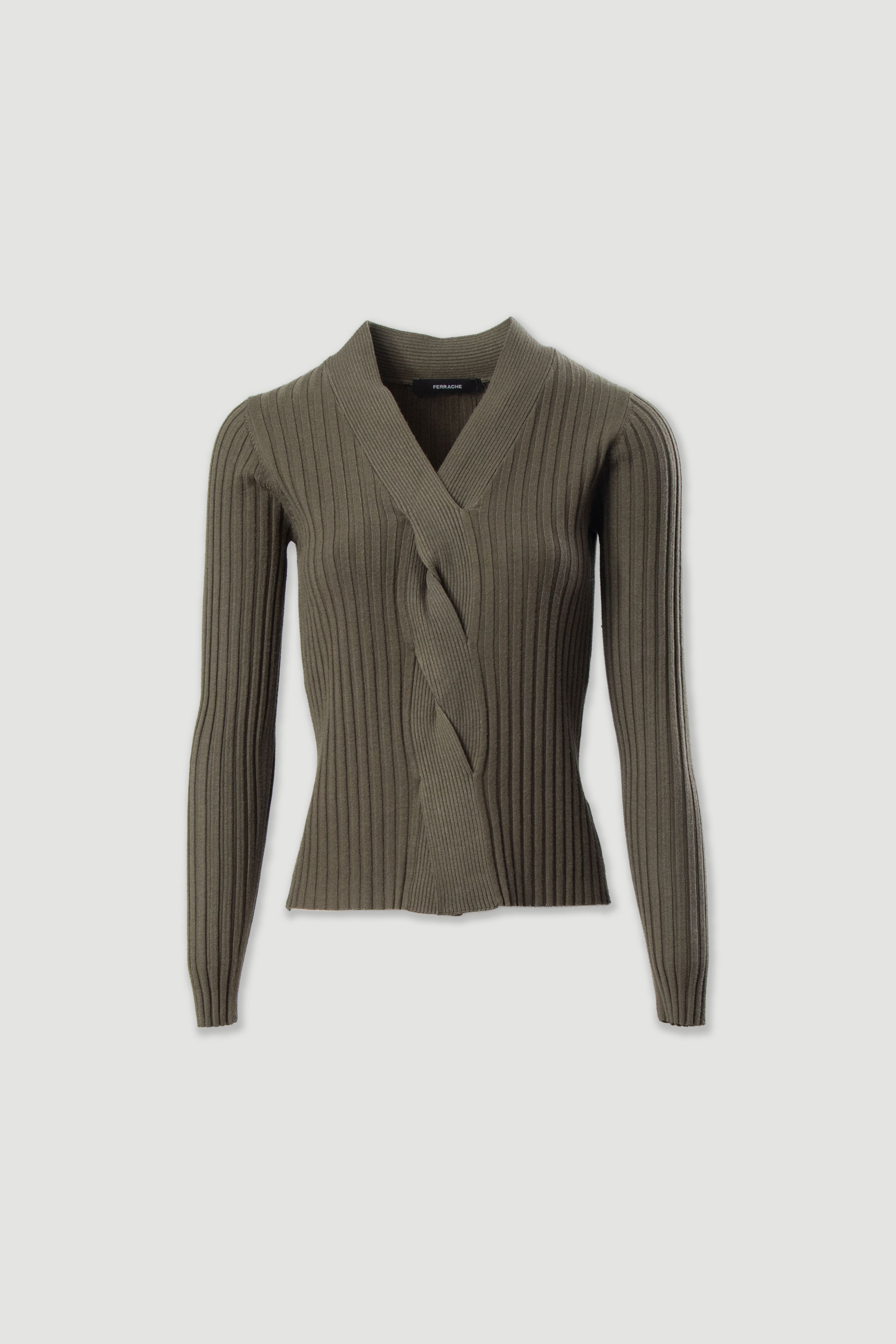 Ribbed knit sweater with v-neck