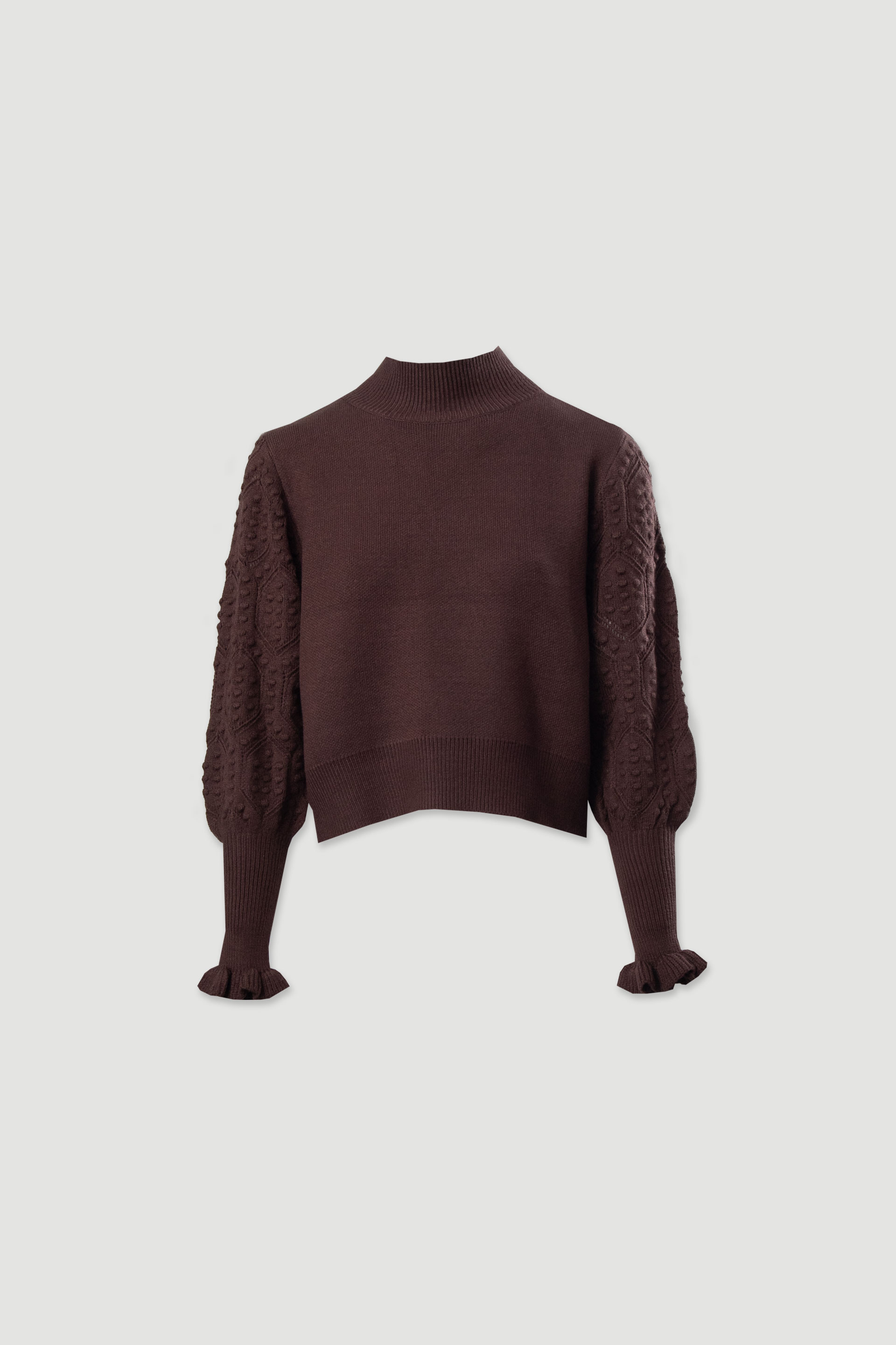 Camisola de malha com mangas trabalhadas