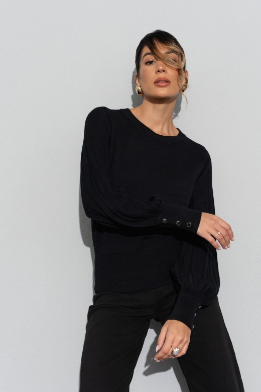 Jersey de punto con mangas abullonadas Jersey de punto con mangas abullonadas