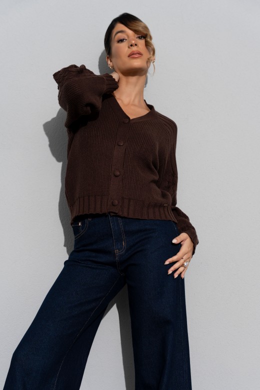 Cárdigan de punto con mangas trabajadas Cárdigan de punto con mangas trabajadas