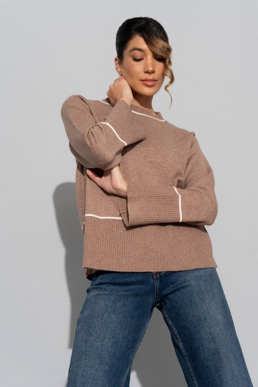 Jersey de punto con detalles de rayas en contraste Jersey de punto con detalles de rayas en contraste