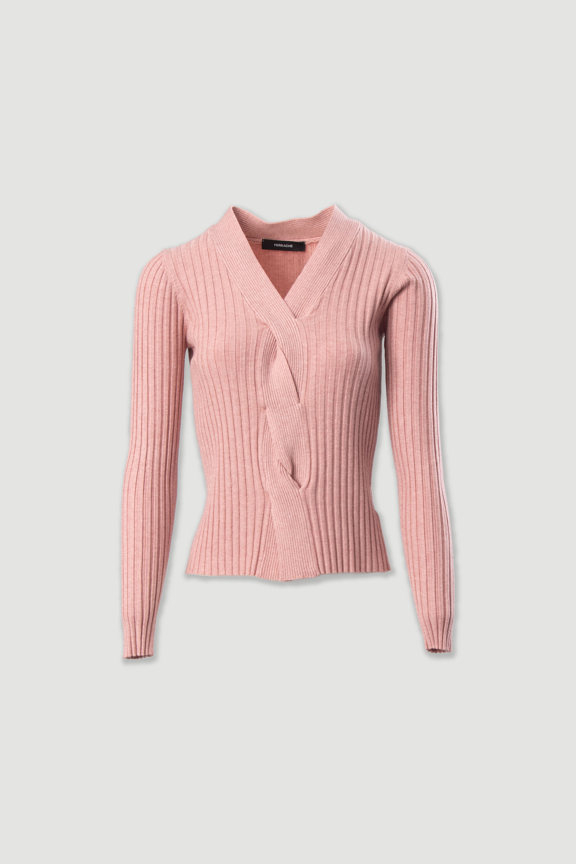 Ribbed knit sweater with v-neck