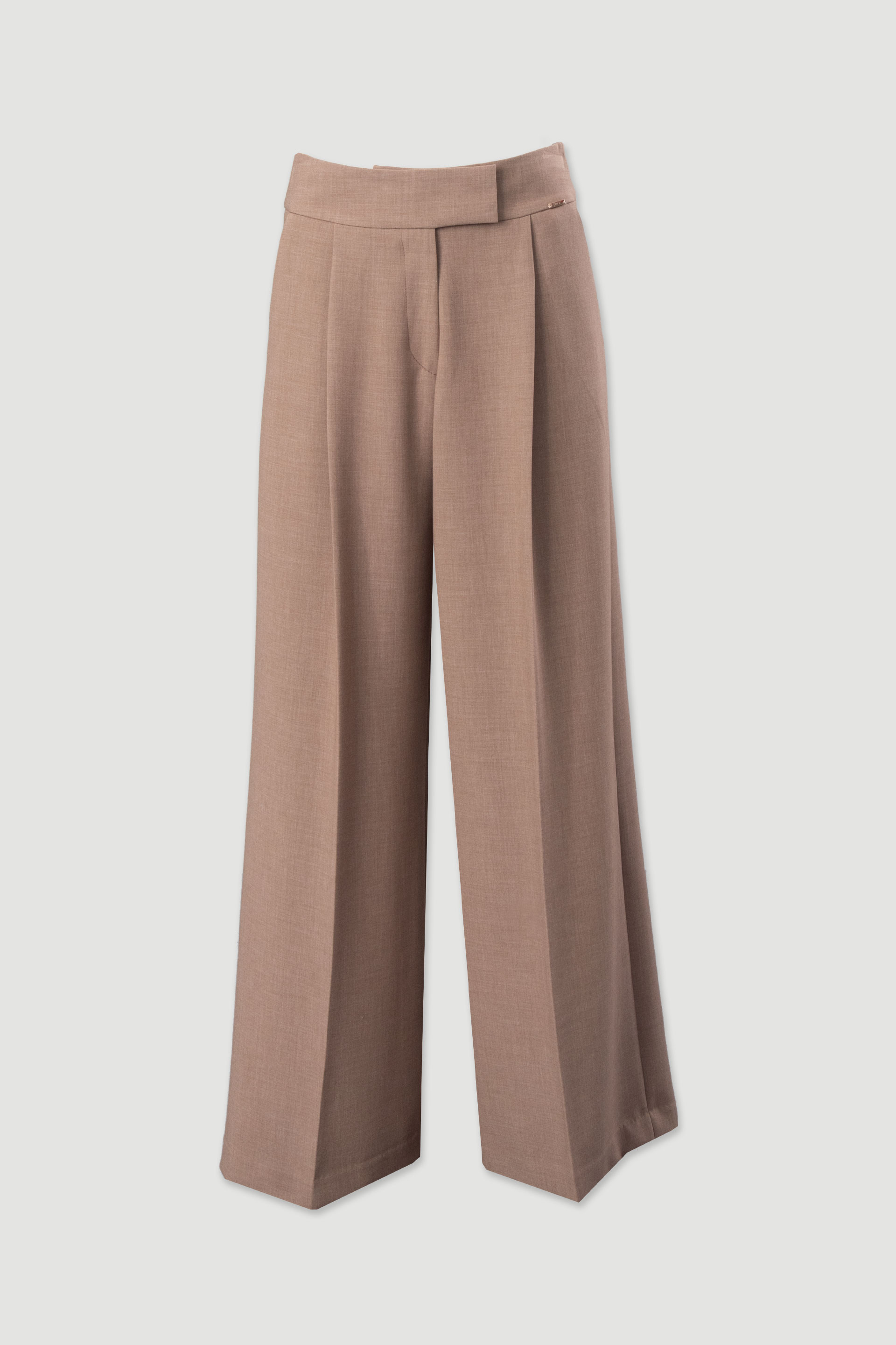 Calça clássica wide leg de cintura subida