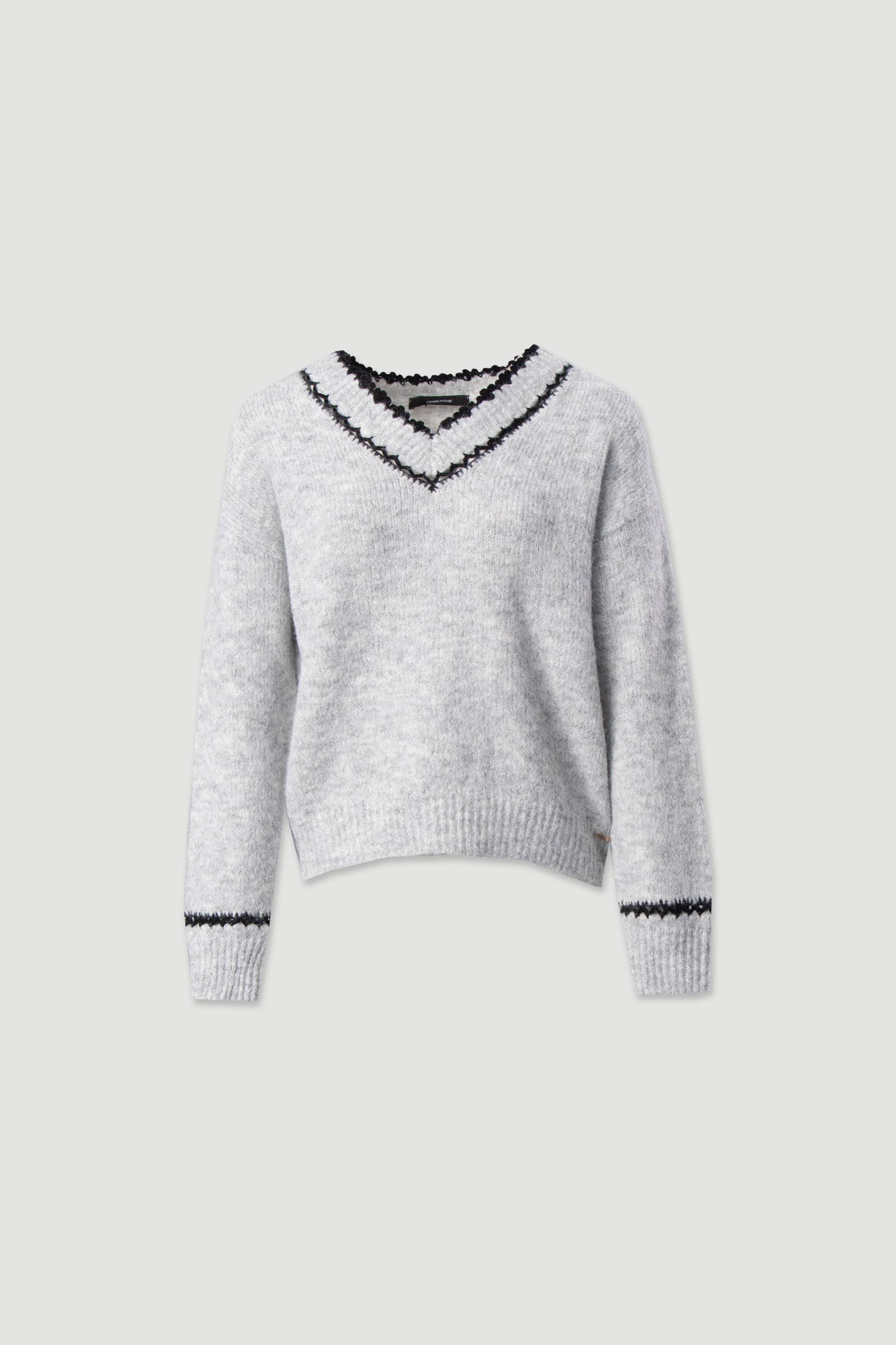 V-neck sweater with contrast trim