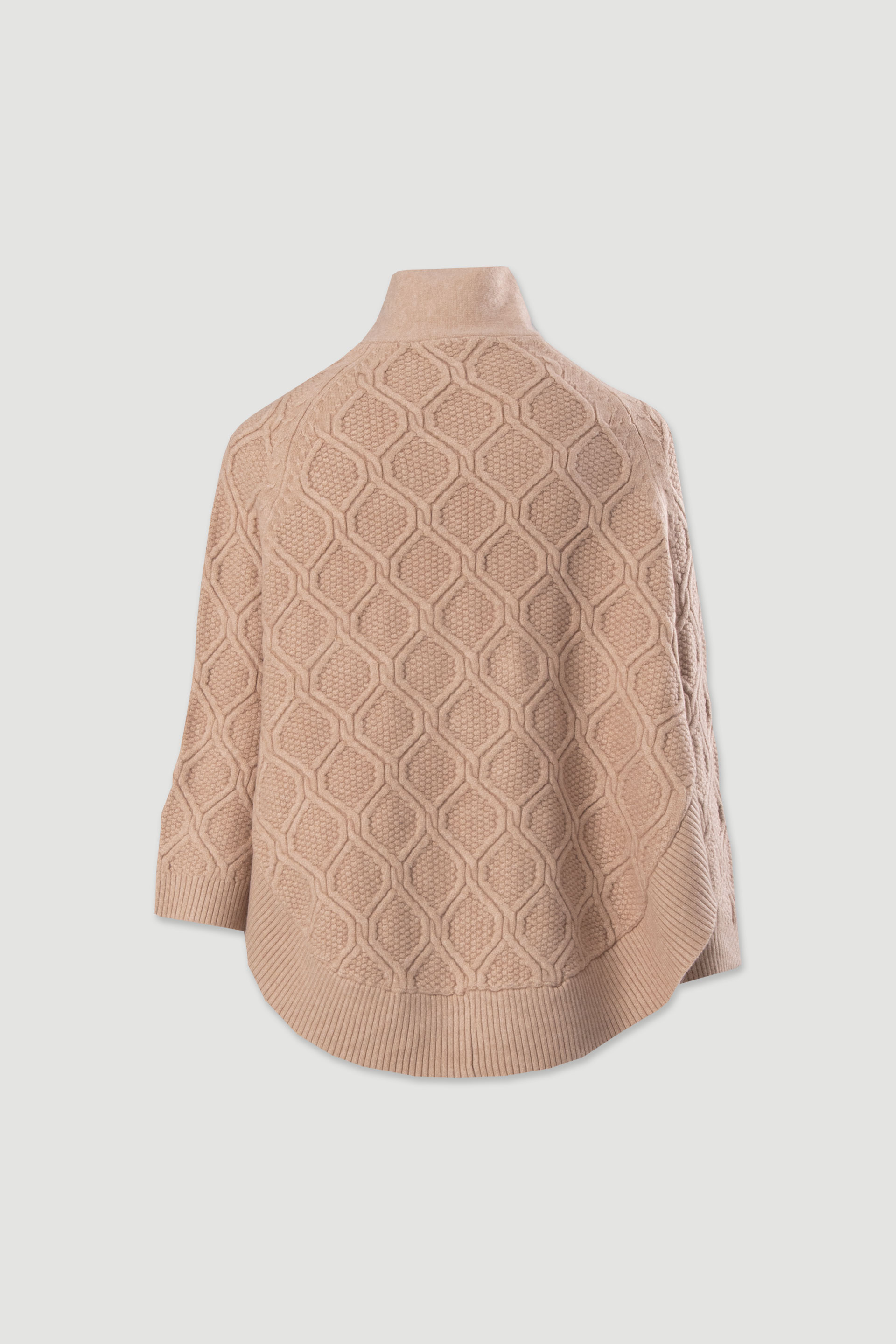 Textured knit cape with crossed collar