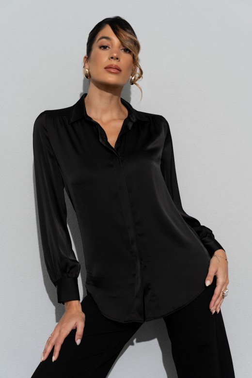 Chemise satinée à manches longues Chemise satinée à manches longues
