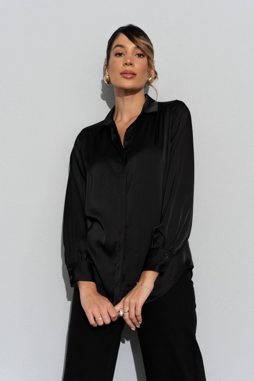 Chemise satinée à manches longues Chemise satinée à manches longues