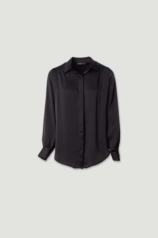 Chemise satinée à manches longues Chemise satinée à manches longues