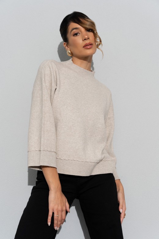 Knit sweater with 3/4