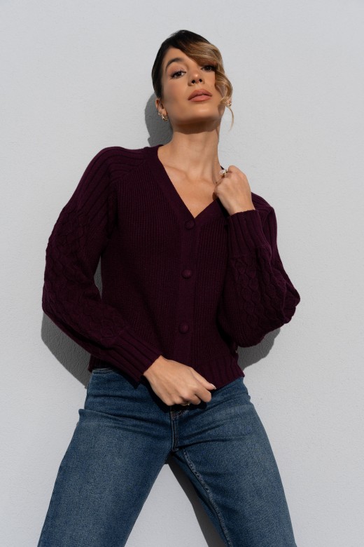 Casaco de malha com manga trabalhada Casaco de malha com manga trabalhada