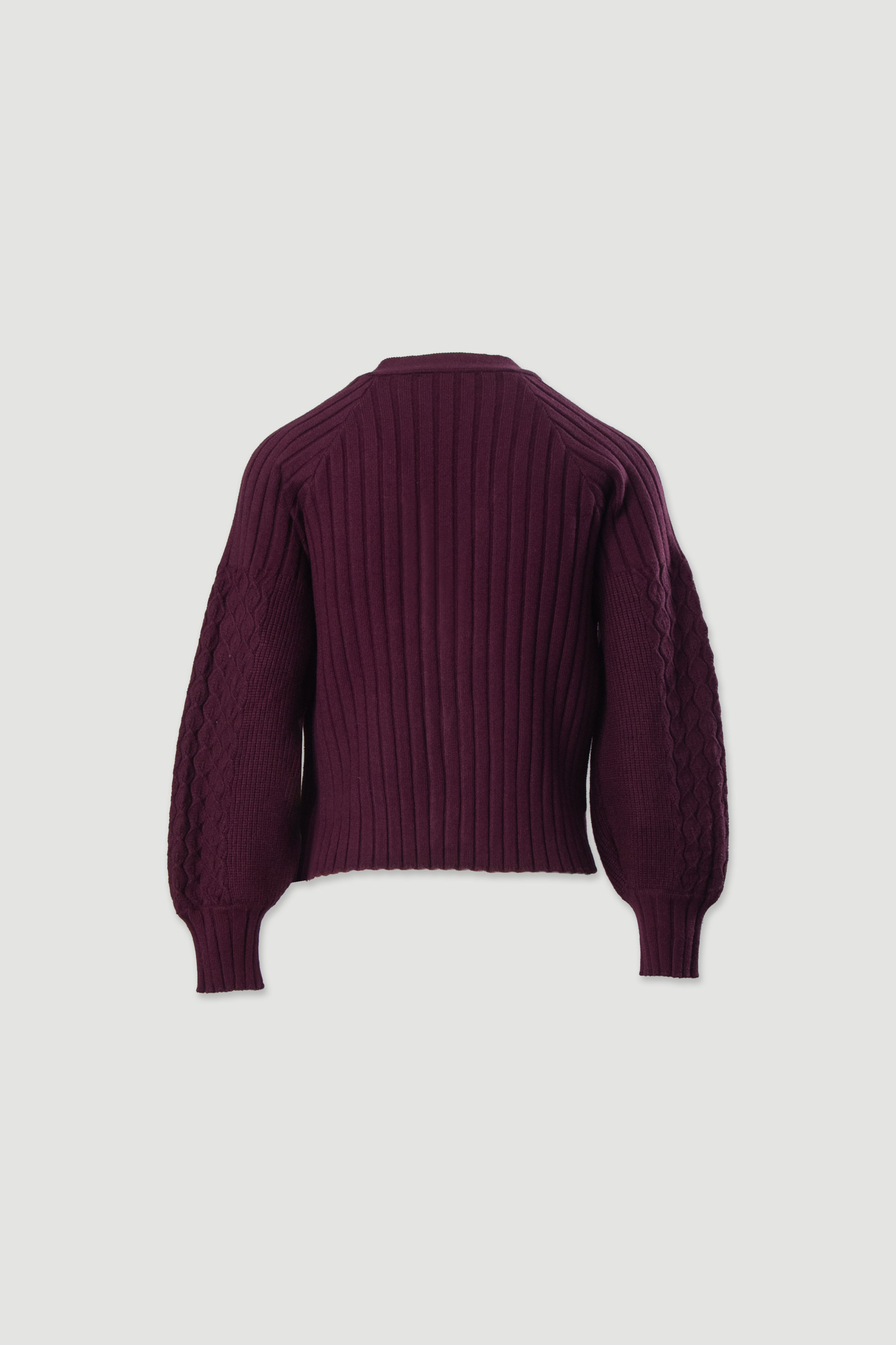 Knit cardigan with textured sleeves