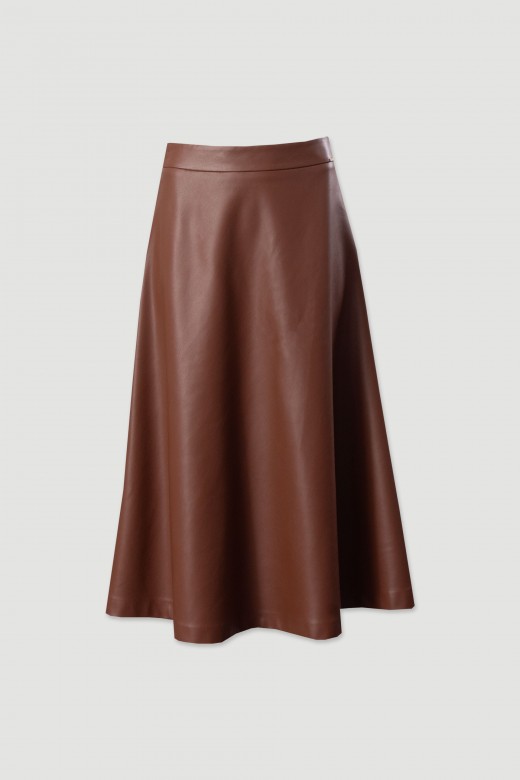 Midi faux leather skirt