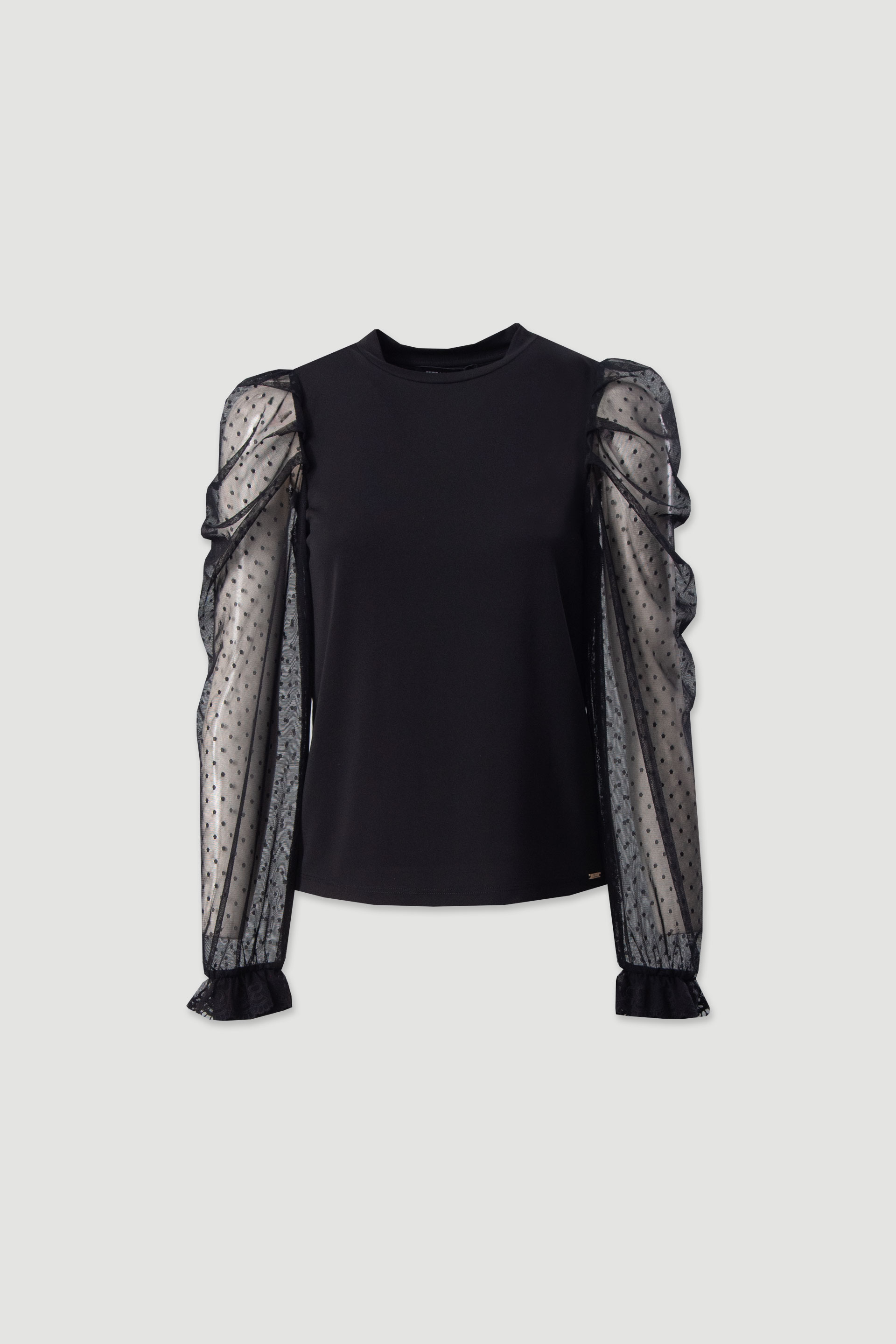 Blouse with plumetis tulle sleeves