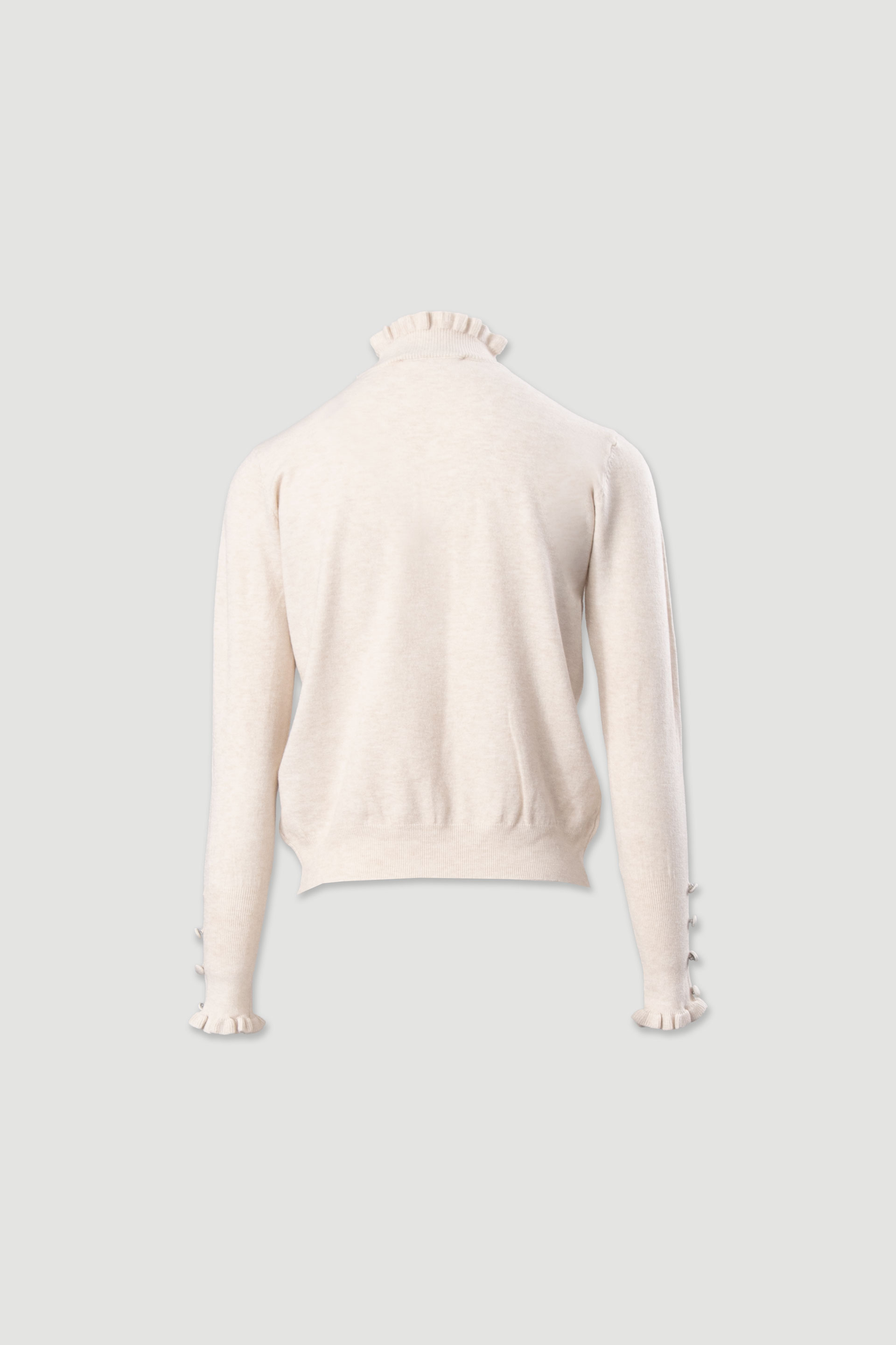 Knit sweater with wavy collar and buttons