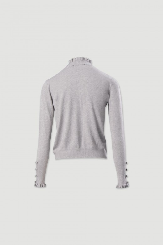 Knit sweater with wavy collar and buttons Knit sweater with wavy collar and buttons