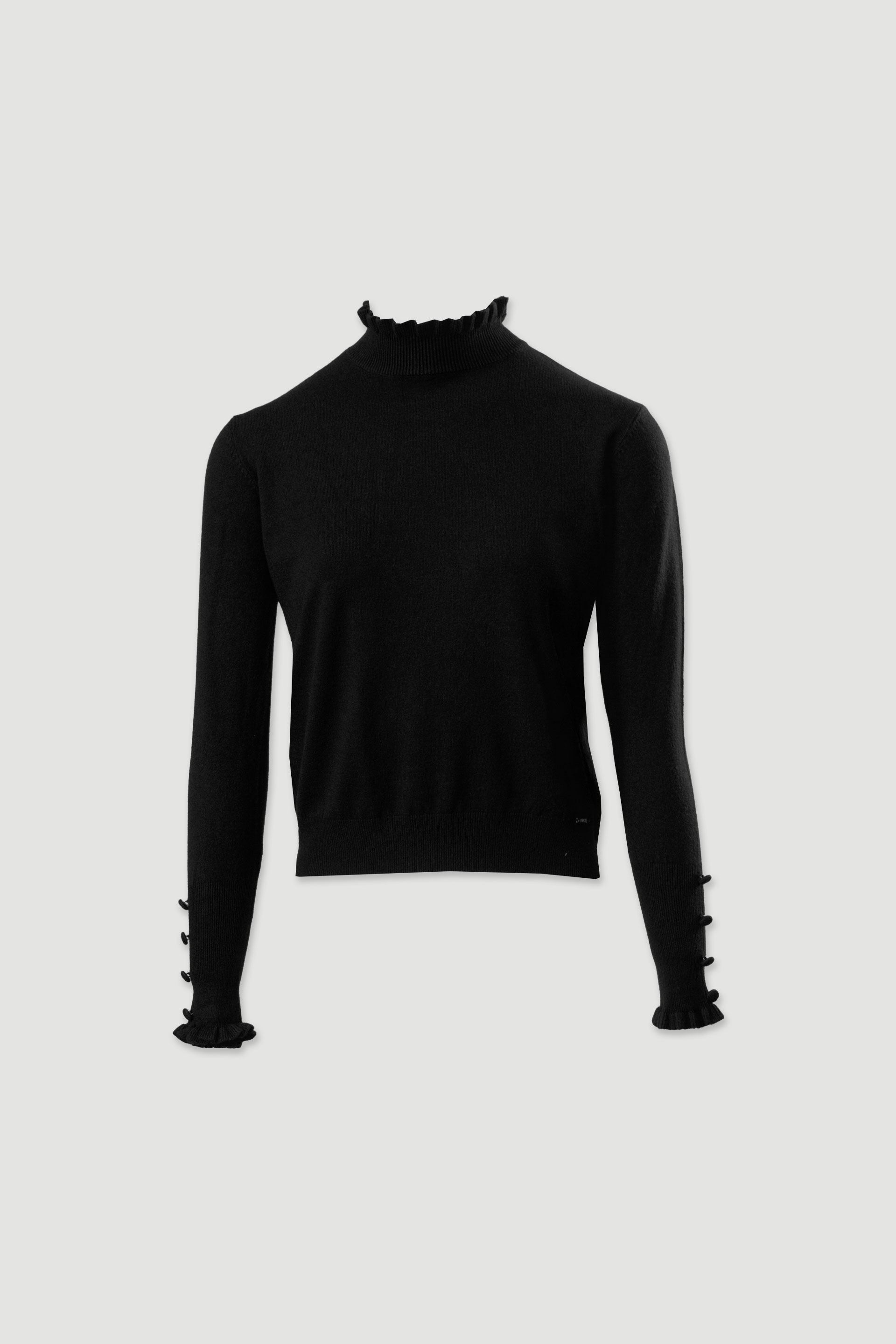 Knit sweater with wavy collar and buttons