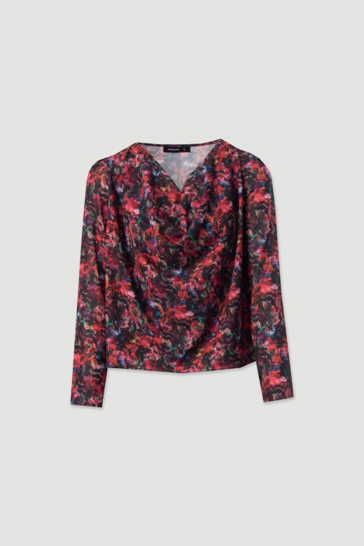 Tunique imprimée avec encolure drapée Tunique imprimée avec encolure drapée