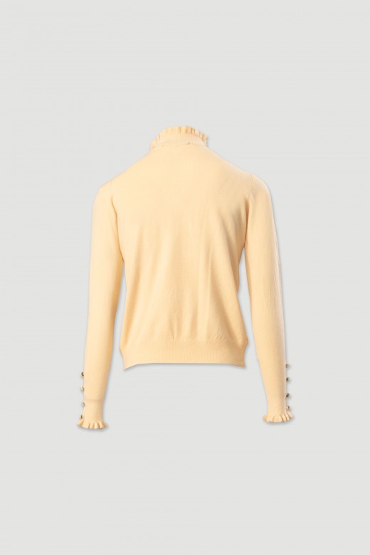 Knit sweater with wavy collar and buttons Knit sweater with wavy collar and buttons