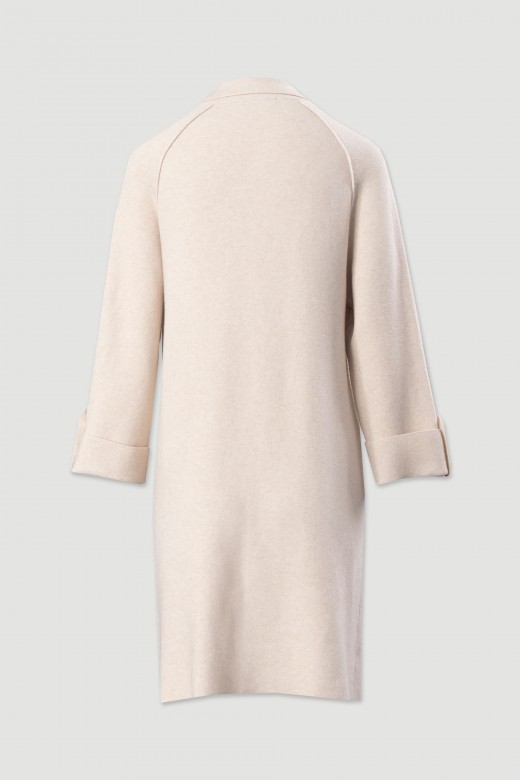 Long knit coat with front pockets