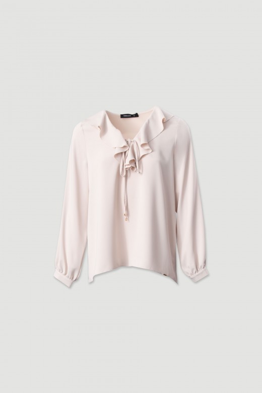 Túnica com folho e laço no decote Túnica com folho e laço no decote