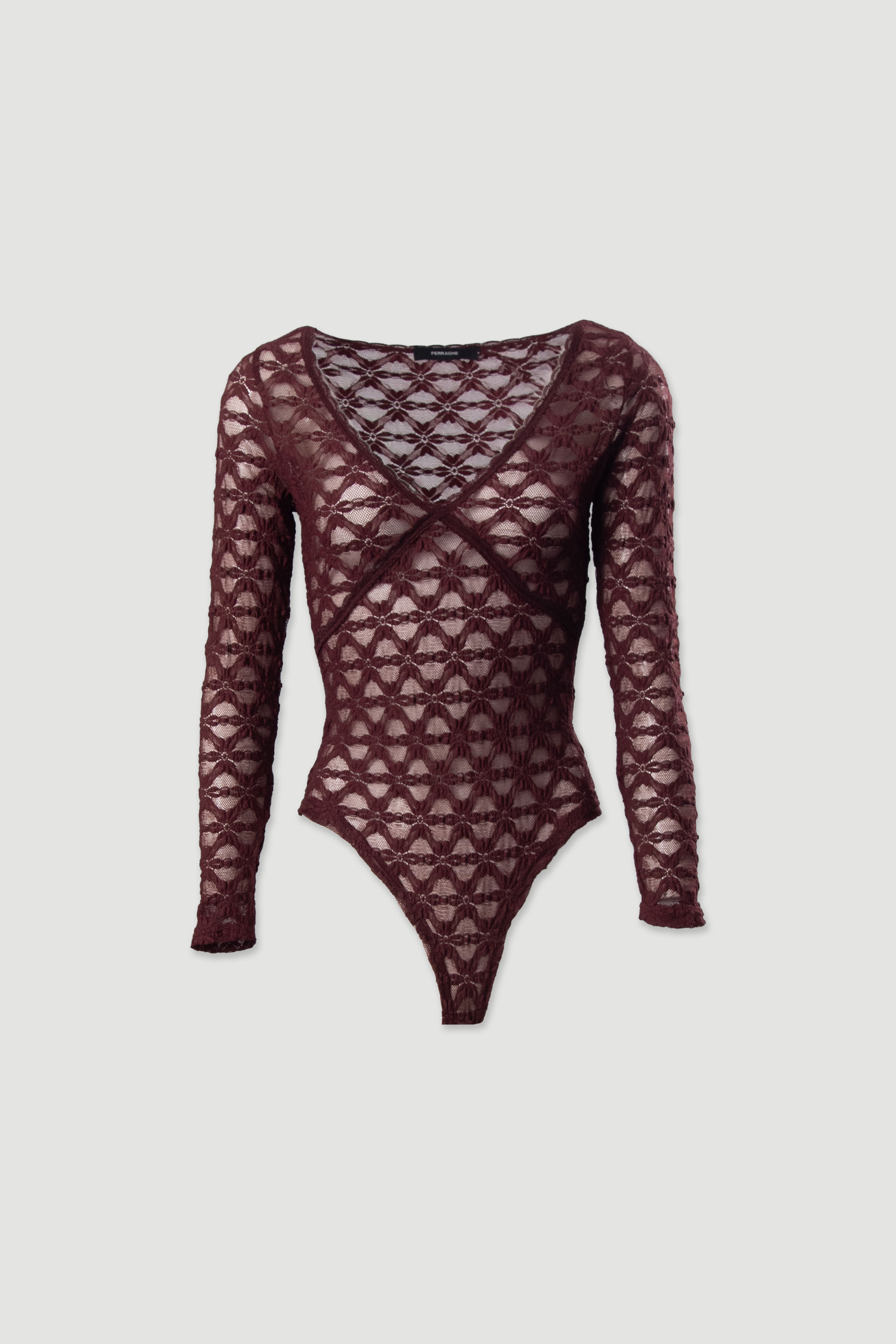 Body em renda com decote em v