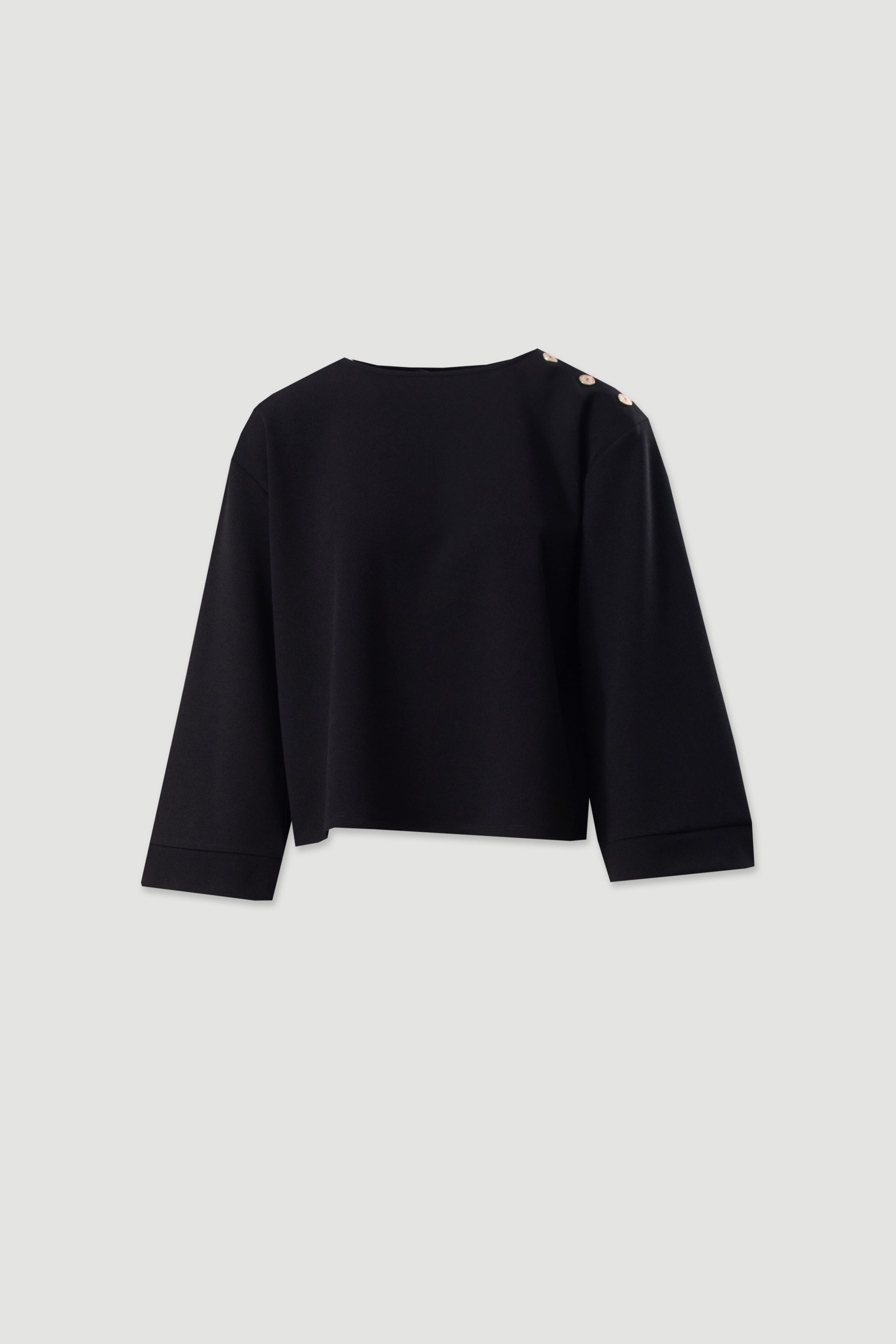 Camisola curta com botões no ombro