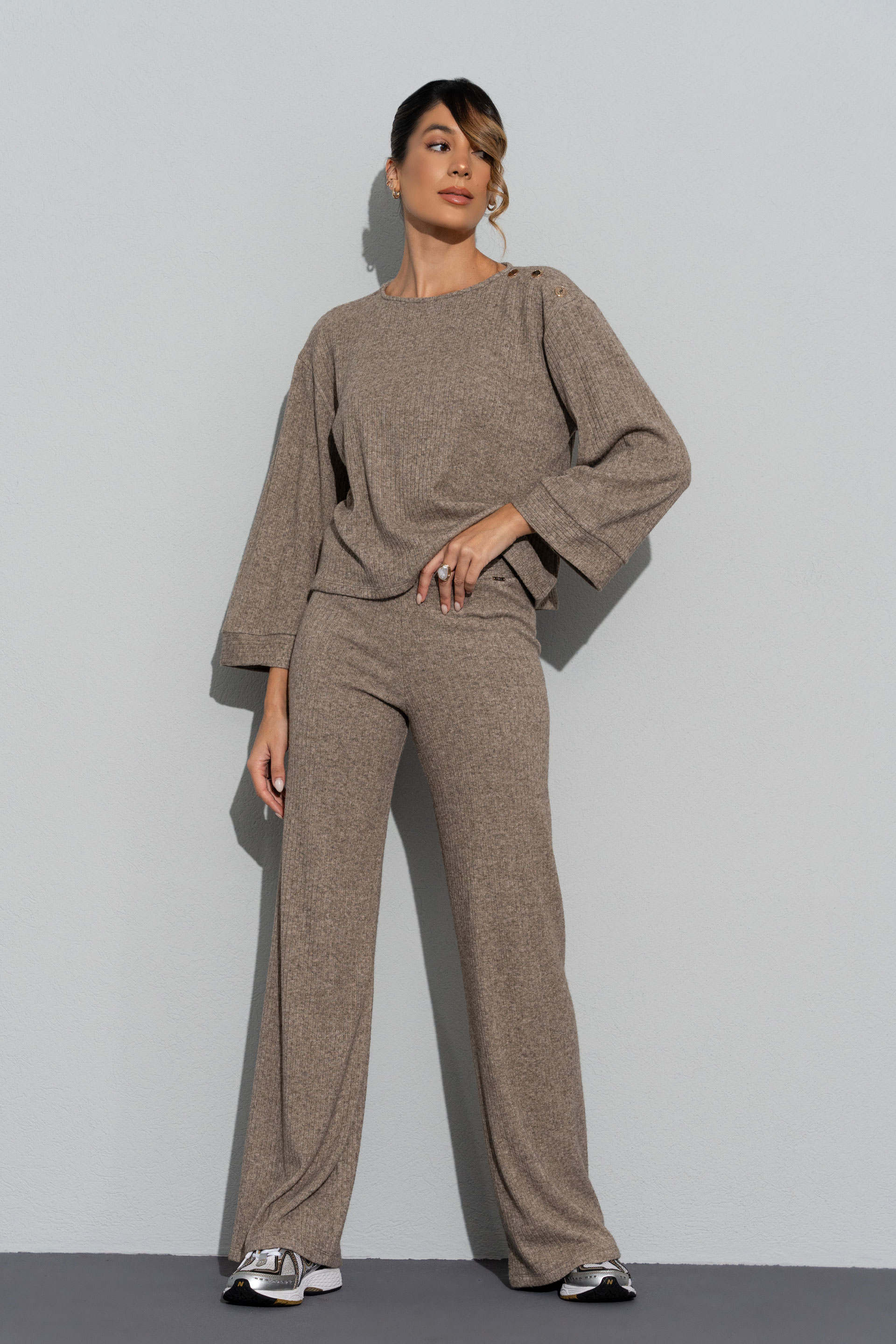 Knit sweater with personalized buttons