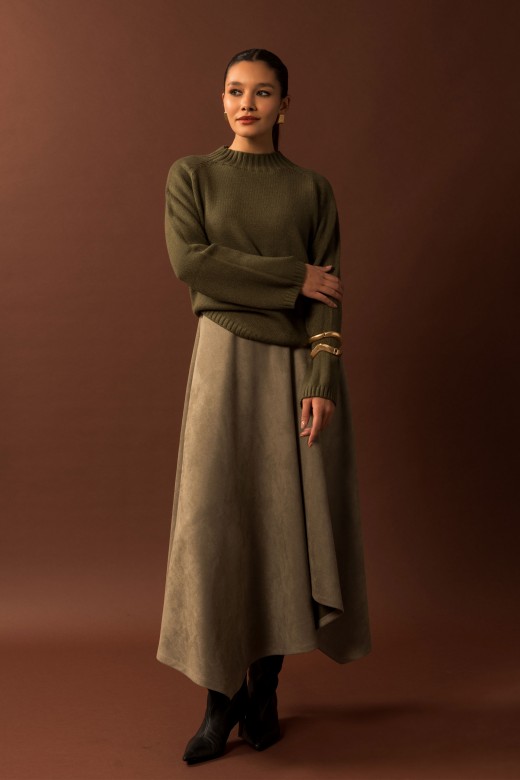 Sleeveless asymmetric peach-skin dress Sleeveless asymmetric peach-skin dress