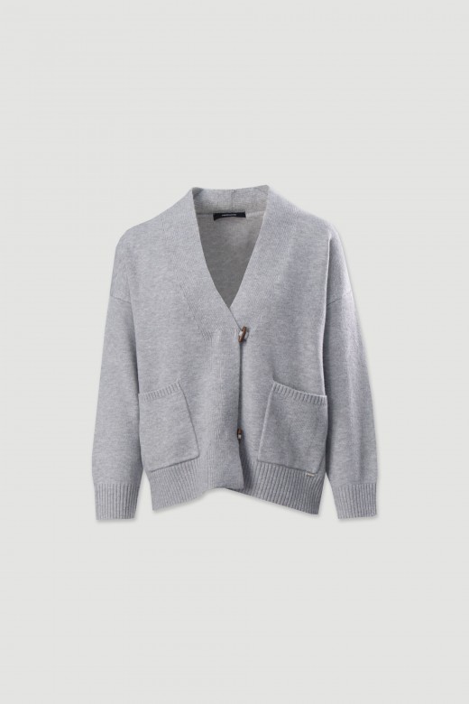 Casaco de malha com bolsos frontais