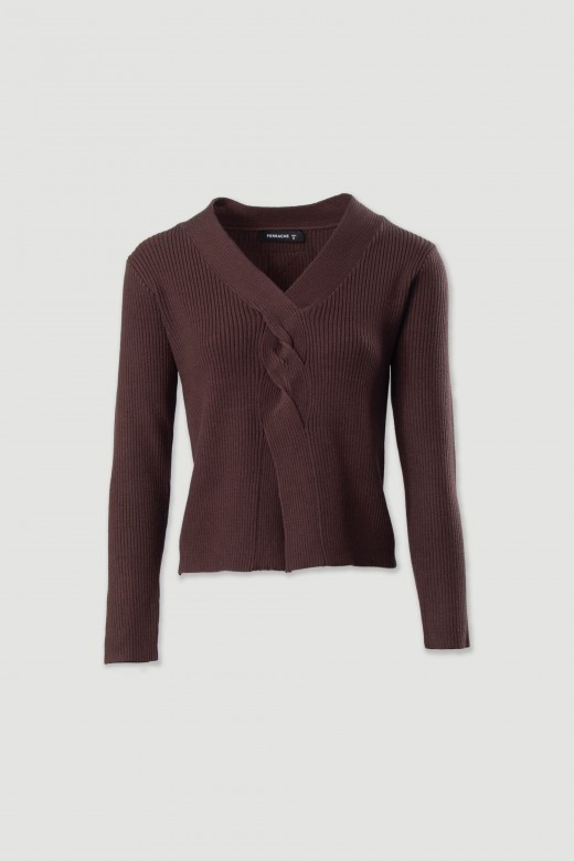 Knit sweater with braided detail Knit sweater with braided detail