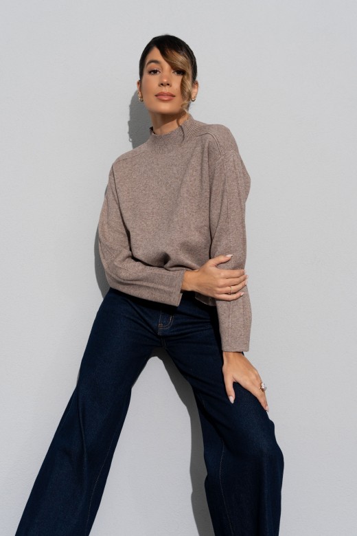 Camisola de malha com ombros descados