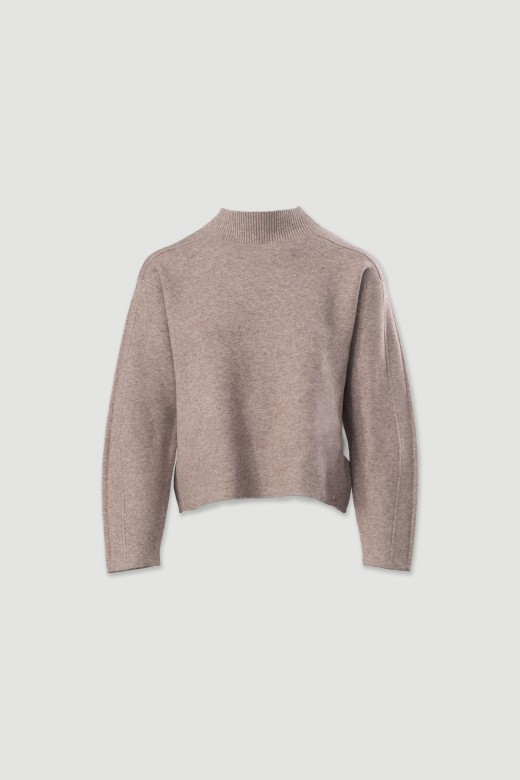 Camisola de malha com ombros descados