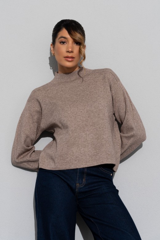 Camisola de malha com ombros descados