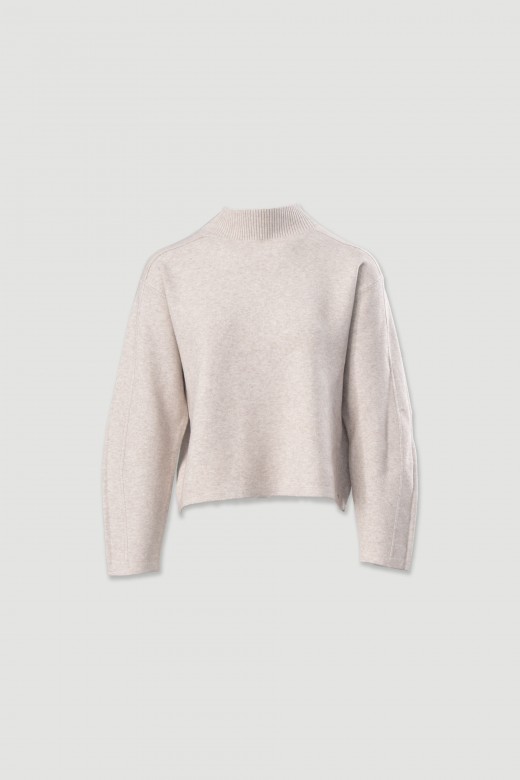 Camisola de malha com ombros descaídos Camisola de malha com ombros descaídos