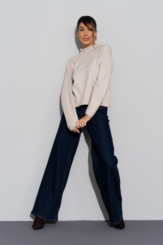 Camisola de malha com ombros descaídos Camisola de malha com ombros descaídos