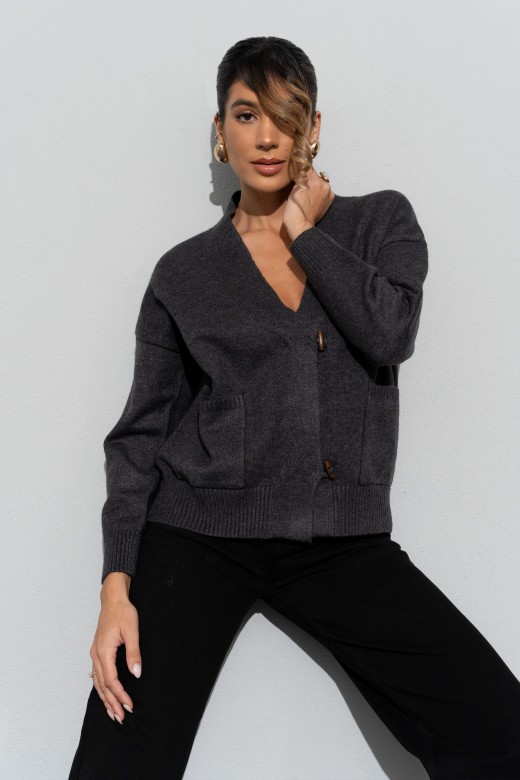 Casaco de malha com bolsos frontais