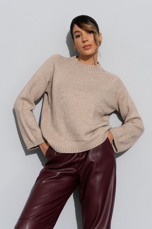 Camisola de malha fluida com meia gola Camisola de malha fluida com meia gola