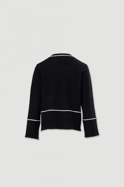 Knit sweater with contrasting stripe details Knit sweater with contrasting stripe details