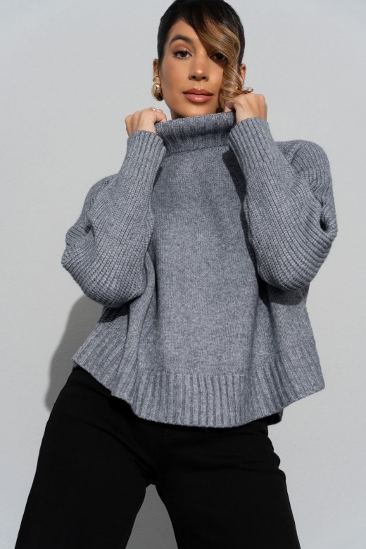 Ribbed knit sweater with high collar Ribbed knit sweater with high collar