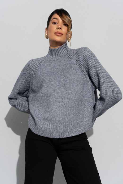 Ribbed knit sweater with high collar Ribbed knit sweater with high collar