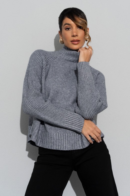 Ribbed knit sweater with high collar Ribbed knit sweater with high collar