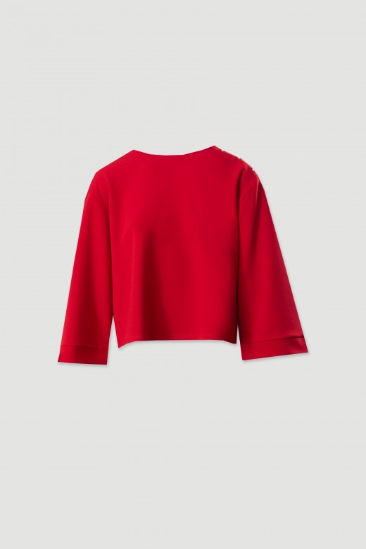 Camisola curta com botões no ombro Camisola curta com botões no ombro