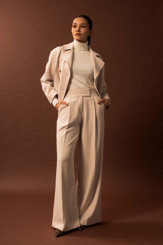 Cala clssica wide leg de cintura subida