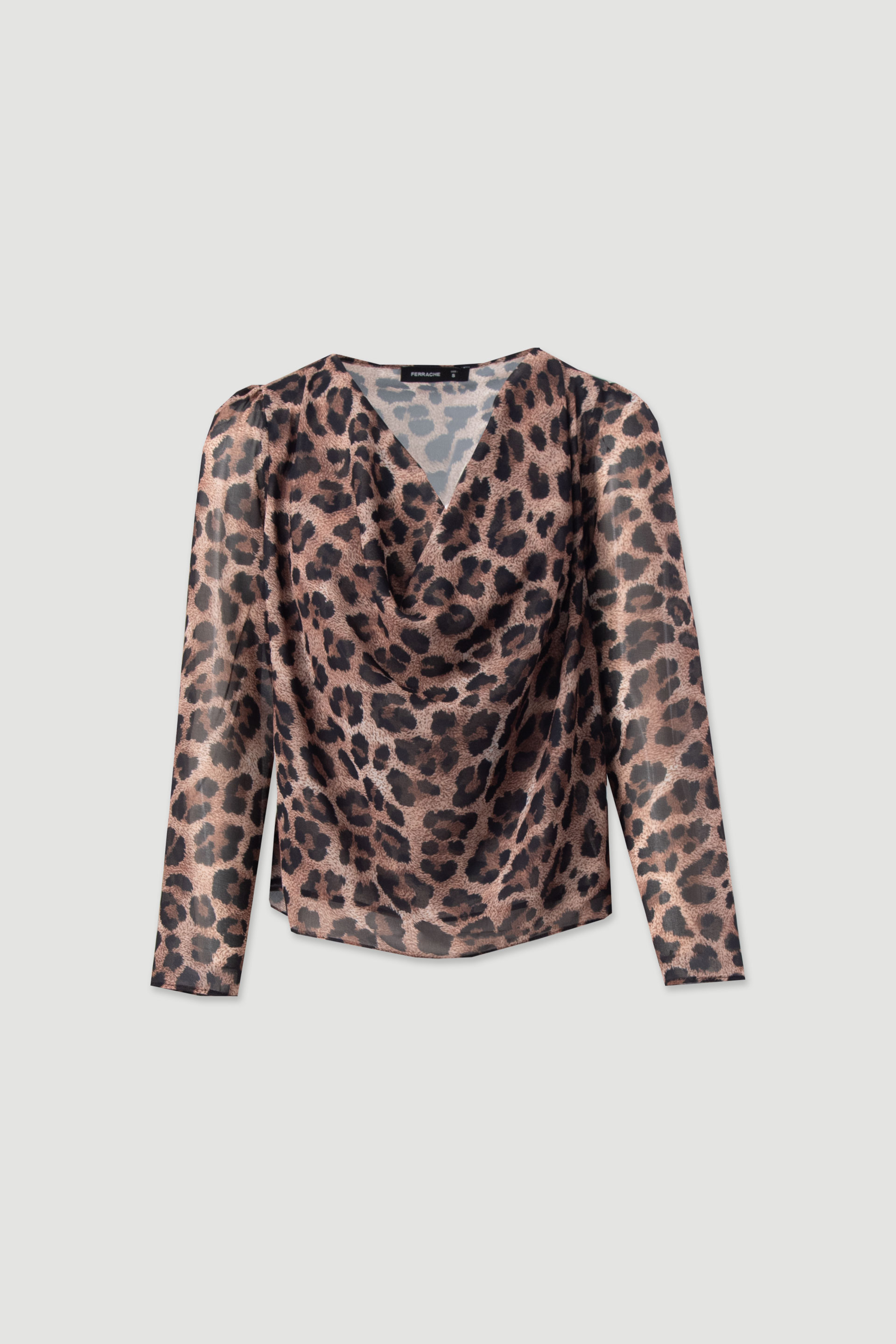 Animal print draped neckline tunic