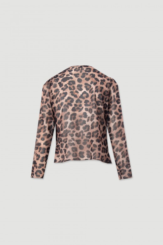 Animal print draped neckline tunic