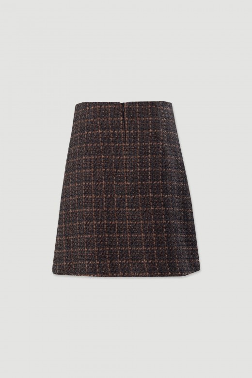 Saia curta estruturada em tecido tweed Saia curta estruturada em tecido tweed